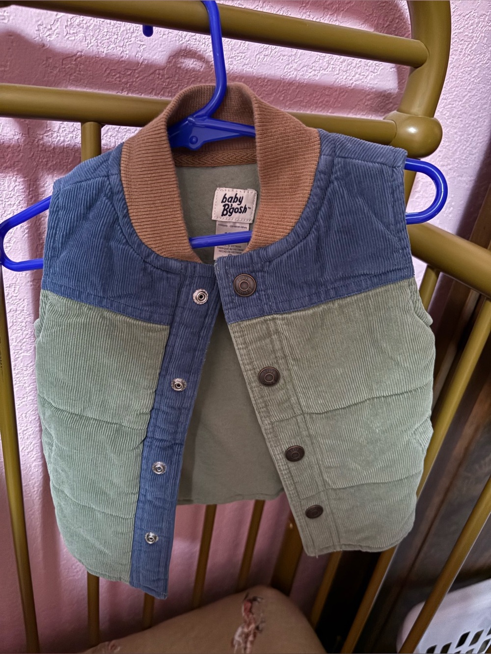 Baby B'gosh Green & Blue Corduroy Quilted Kids Vest